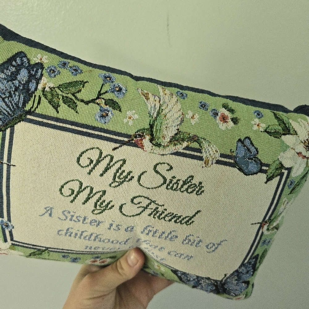 Collections Etc My Sister My Friend Tapestry Weave Throw Pillow Floral Small - Picture 3 of 7